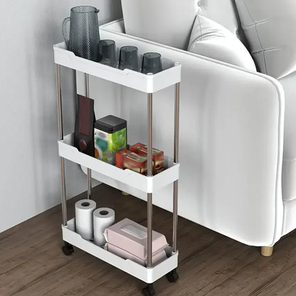 3-Layer Ultra-Thin Rolling Storage Cart with Shelves