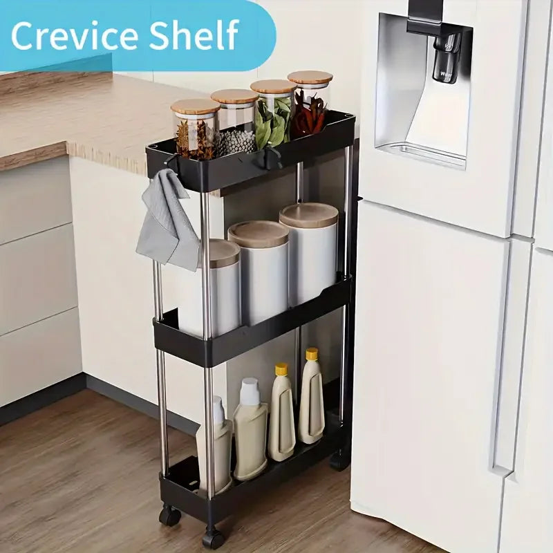 3-Layer Ultra-Thin Rolling Storage Cart with Shelves