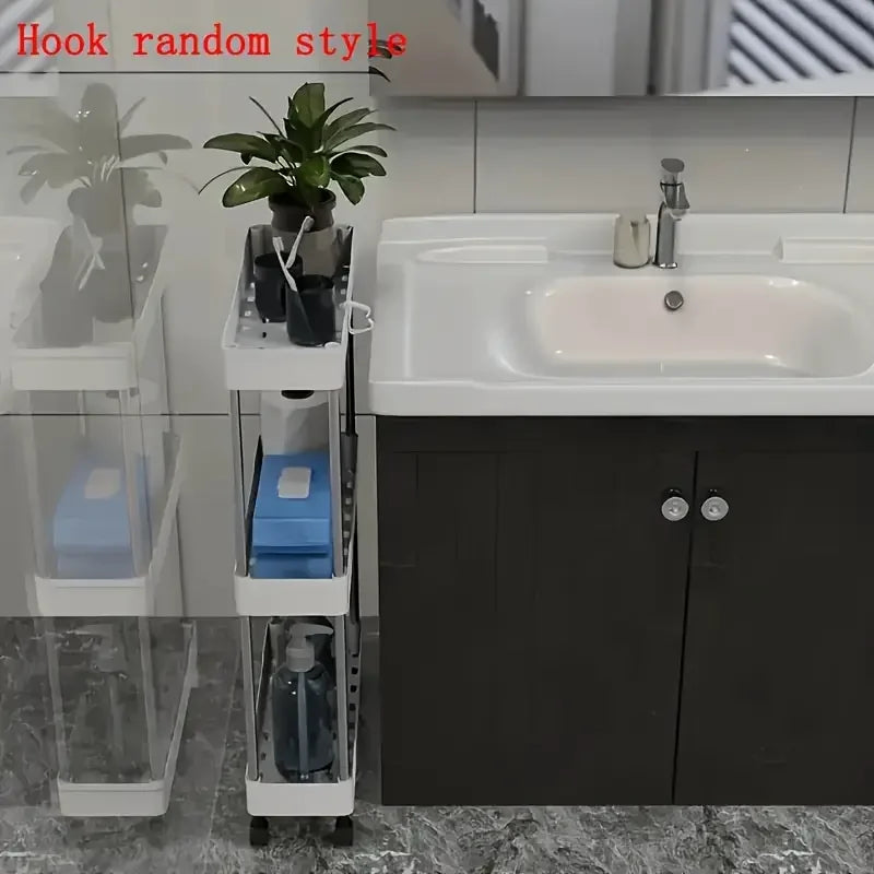 3-Layer Ultra-Thin Rolling Storage Cart with Shelves