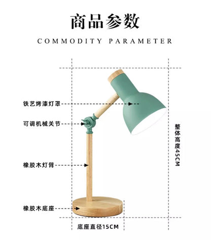 Nordic Wooden LED Table Lamp – Adjustable Bedside & Desk Light