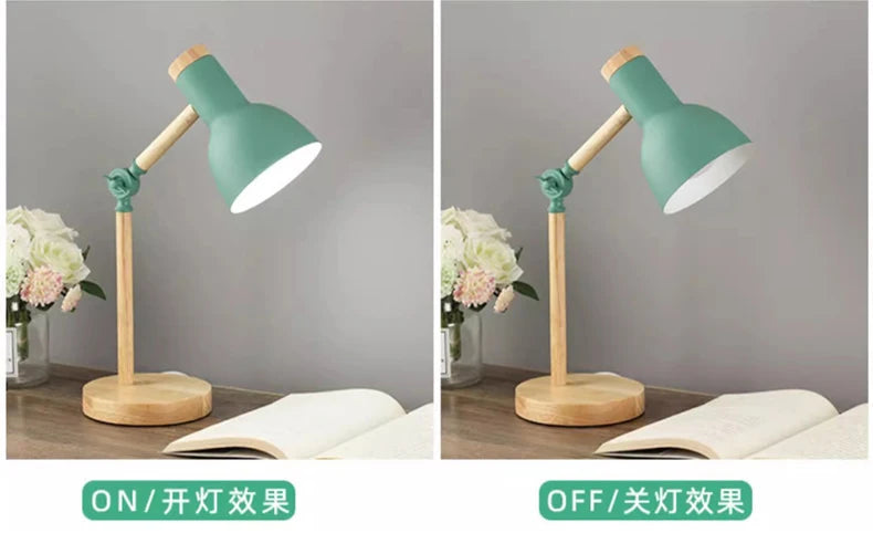 Nordic Wooden LED Table Lamp – Adjustable Bedside & Desk Light