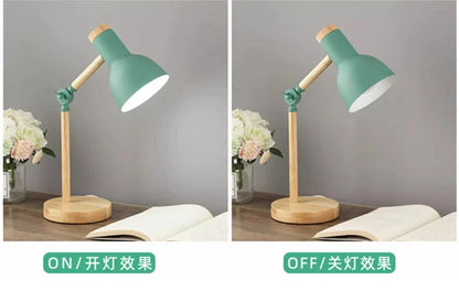 Nordic Wooden LED Table Lamp – Adjustable Bedside & Desk Light