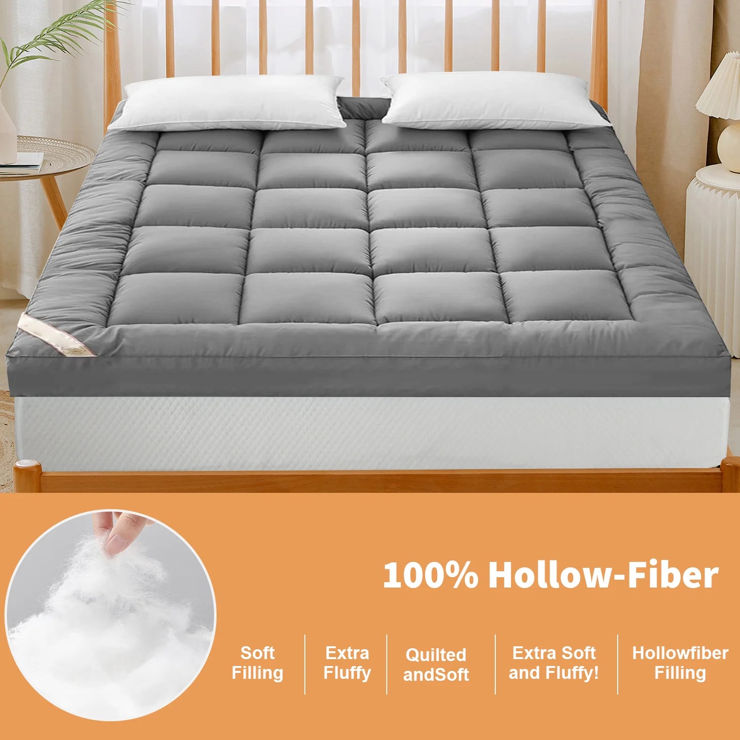 150cm Queen Mattress Topper – Thick Soft 3D Fibre Bed Pad for Back & Body Pain Relief