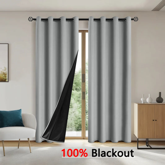 100% Blackout Curtains – Solid Color Full Shading for Bedroom & Living Room