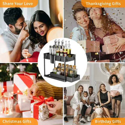 2-Tier Under Sink Sliding Cabinet Organiser with Hooks