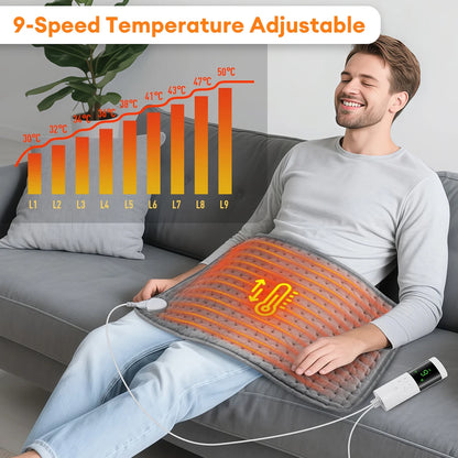 30×60cm Electric Heating Pad – Back, Neck & Shoulder Warm Blanket with 9 Temperature Settings & 4 Timers