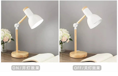 Nordic Wooden LED Table Lamp – Adjustable Bedside & Desk Light