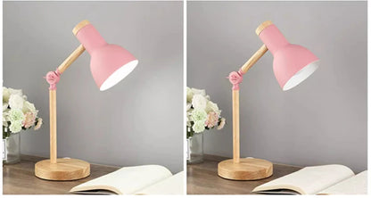 Nordic Wooden LED Table Lamp – Adjustable Bedside & Desk Light
