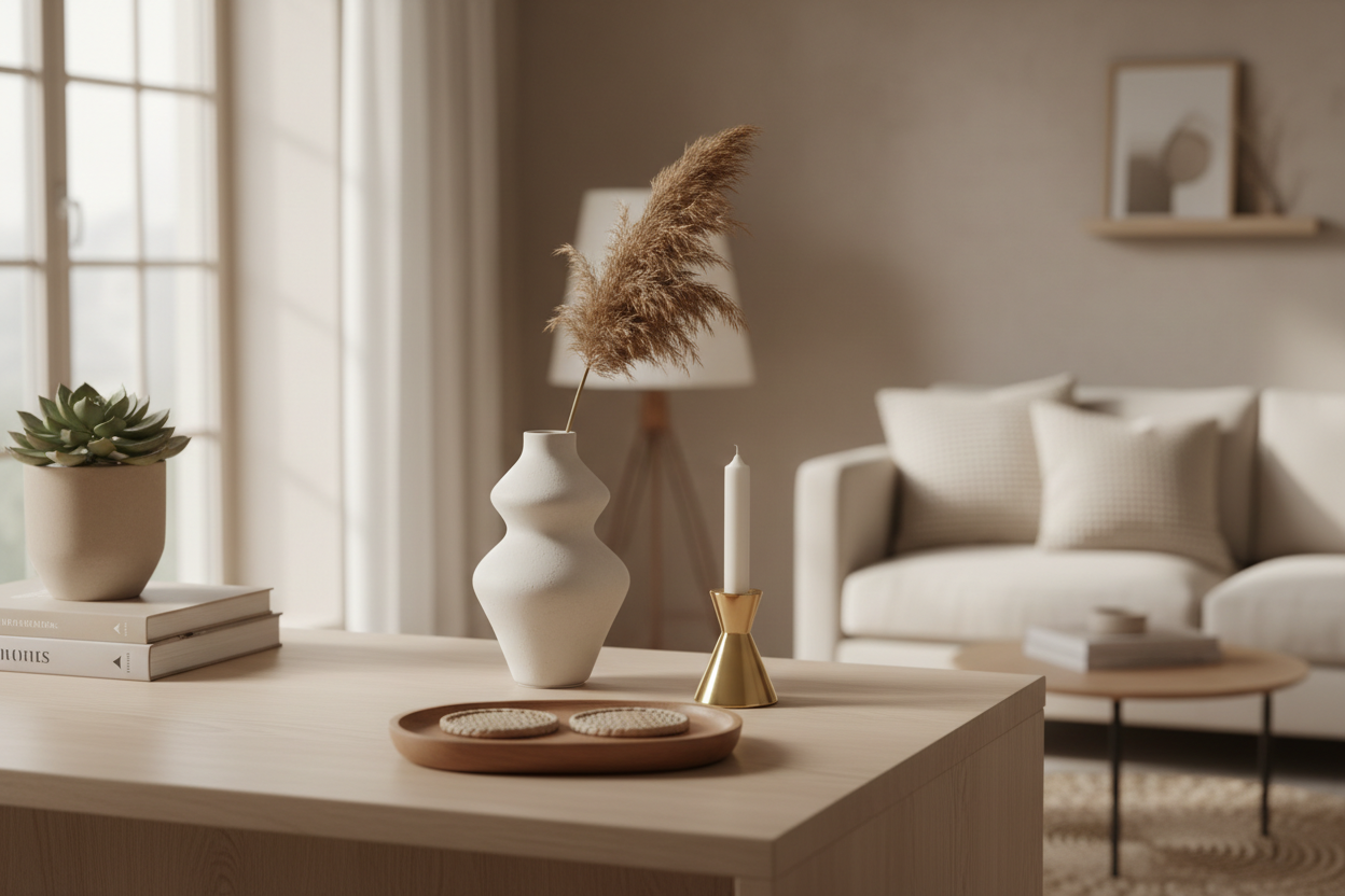 Clean, neutral in a home setting showcasing 2/3 products.